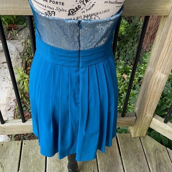 Aidan Aidan Mattox strapless sequin and teal party wedding prom dress 8 - Picture 6 of 11